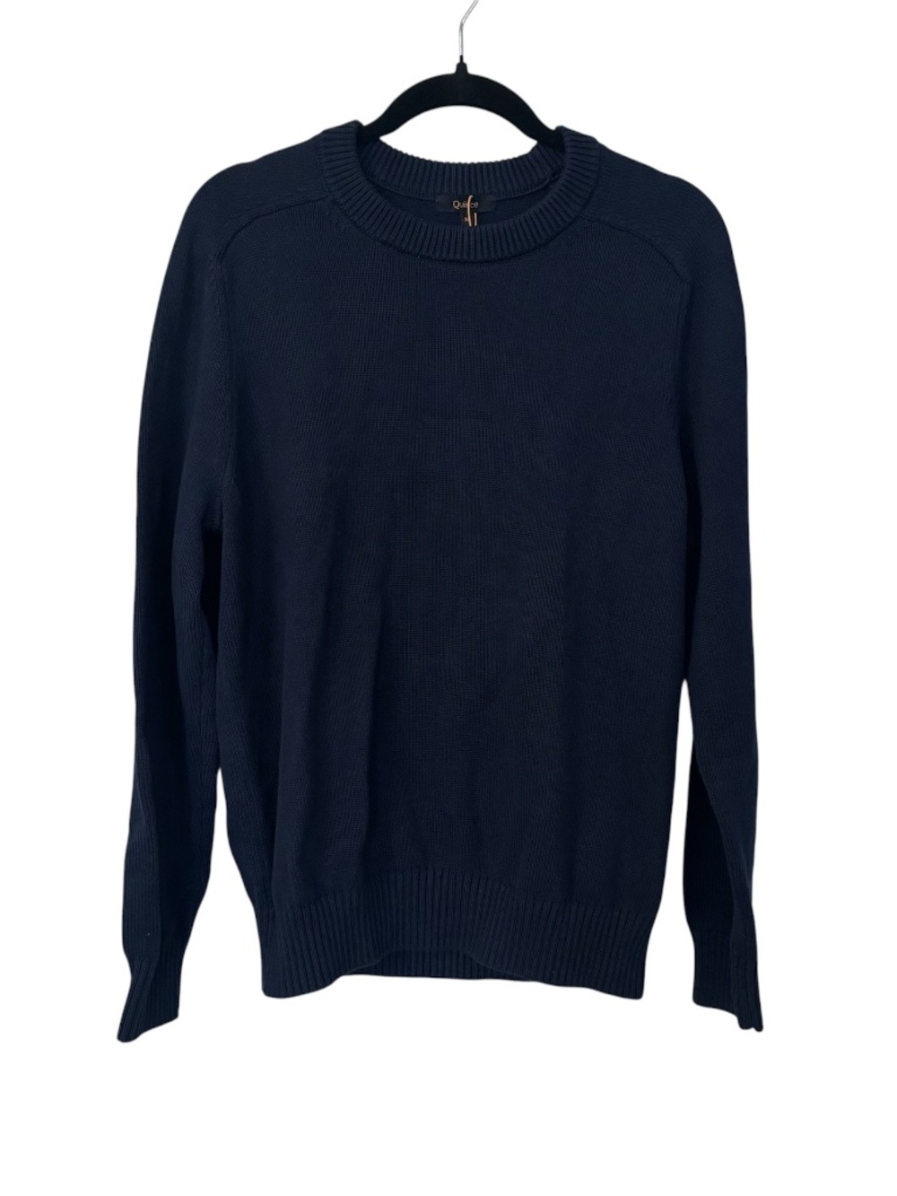 Quince Men's 100% Organic Cotton Ribbed Crewneck Knit Sweater in Navy Sz M NWT